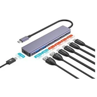 PLATINET HUB 7IN1 10GBS USB-C TO 4X USB-C 3.2 GEN2 + 2X USB-A 3.2 GEN1 + 1X USB-C PD 100W ALU PLATINET HUB 7IN1 10GBS USB-C TO 4X USB-C 3.2 GEN2 + 2X USB-A 3.2 GEN1 + 1X USB-C PD 100W ALU