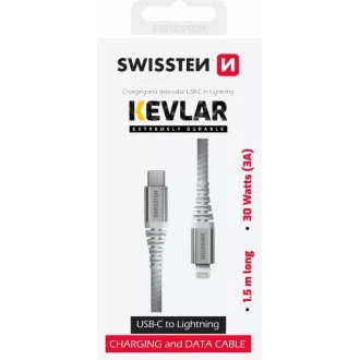 SWISSTEN DATOVÝ KABEL KEVLAR USB-C / LIGHTNING 1,5 M BÍLÝ SWISSTEN DATOVÝ KABEL KEVLAR USB-C / LIGHTNING 1,5 M BÍLÝ