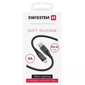 SWISSTEN DATOVÝ KABEL SOFT SILICONE USB-A / LIGHTNING 0,4 M ČERNÝ SWISSTEN DATOVÝ KABEL SOFT SILICONE USB-A / LIGHTNING 0,4 M ČERNÝ