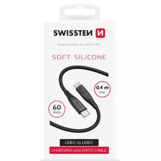 SWISSTEN DATOVÝ KABEL SOFT SILICONE USB-C / USB-C 0,4 M ČERNÝ SWISSTEN DATOVÝ KABEL SOFT SILICONE USB-C / USB-C 0,4 M ČERNÝ
