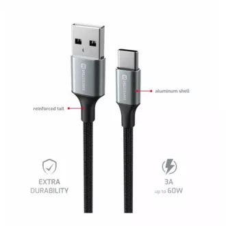 SWISSTEN DATOVÝ KABEL TEXTILE II USB / USB-C 1,5 M ČERNÝ SWISSTEN DATOVÝ KABEL TEXTILE II USB / USB-C 1,5 M ČERNÝ