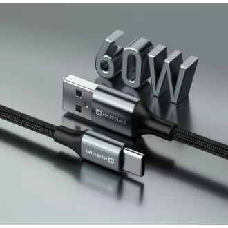 SWISSTEN DATOVÝ KABEL TEXTILE II USB / USB-C 1,5 M ČERNÝ SWISSTEN DATOVÝ KABEL TEXTILE II USB / USB-C 1,5 M ČERNÝ