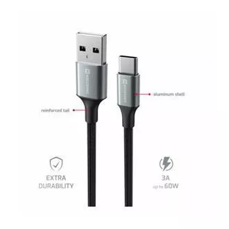 SWISSTEN DATOVÝ KABEL TEXTILE II USB / USB-C 1,5 M ČERNÝ SWISSTEN DATOVÝ KABEL TEXTILE II USB / USB-C 1,5 M ČERNÝ