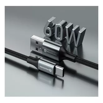 SWISSTEN DATOVÝ KABEL TEXTILE II USB / USB-C 1,5 M ČERNÝ SWISSTEN DATOVÝ KABEL TEXTILE II USB / USB-C 1,5 M ČERNÝ