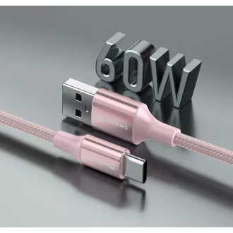 SWISSTEN DATOVÝ KABEL TEXTILE II USB / USB-C 1,5 M RŮŽOVÝ SWISSTEN DATOVÝ KABEL TEXTILE II USB / USB-C 1,5 M RŮŽOVÝ