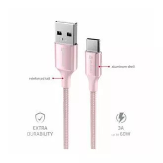 SWISSTEN DATOVÝ KABEL TEXTILE II USB / USB-C 1,5 M RŮŽOVÝ SWISSTEN DATOVÝ KABEL TEXTILE II USB / USB-C 1,5 M RŮŽOVÝ