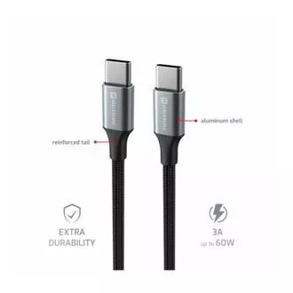 SWISSTEN DATOVÝ KABEL TEXTILE II USB-C / USB-C 1,5 M ČERNÝ SWISSTEN DATOVÝ KABEL TEXTILE II USB-C / USB-C 1,5 M ČERNÝ