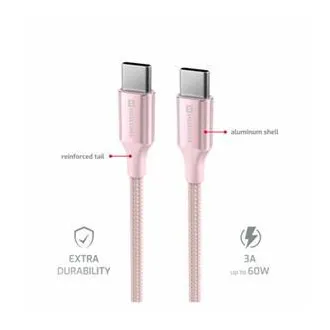 SWISSTEN DATOVÝ KABEL TEXTILE II USB-C / USB-C 1,5 M RŮŽOVÝ SWISSTEN DATOVÝ KABEL TEXTILE II USB-C / USB-C 1,5 M RŮŽOVÝ