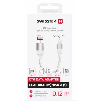 SWISSTEN OTG ADAPTÉR TEXTILE LIGHTNING (samec) / USB-A (samice) 0,12 M BÍLÝ SWISSTEN OTG ADAPTÉR TEXTILE LIGHTNING (samec) / USB-A (samice) 0,12 M BÍLÝ