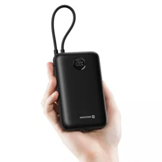 SWISSTEN POWER BANK VOLTBOX 35W 20000 mAh S INTEGROVANÝMI KABELY USB-C A LIGHTNING ČERNÁ