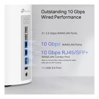 TP-Link Deco BE85(1-pack) BE19000 Třípásmový systém Mesh WiFi 7, 1x 10GLAN, 2x 2.5GLAN, 1x 10GLAN/SFP+, USB, 2,4/5/6GHz, HomeShiel TP-Link Deco BE85(1-pack) BE19000 Třípásmový systém Mesh WiFi 7, 1x 10GLAN, 2x 2.5GLAN, 1x 10GLAN/SFP+, USB, 2,4/5/6GHz, HomeShiel