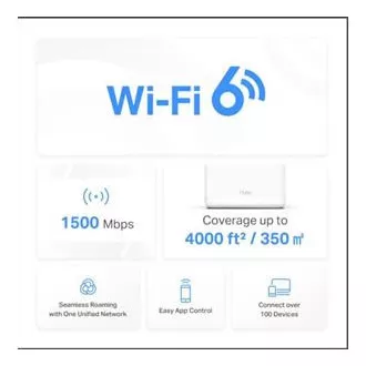 TP-Link WiFi router Mercusys Halo H60X(2-pack) WiFi 6, AX1500, 3x GLAN2,4/5 GHz TP-Link WiFi router Mercusys Halo H60X(2-pack) WiFi 6, AX1500, 3x GLAN2,4/5 GHz