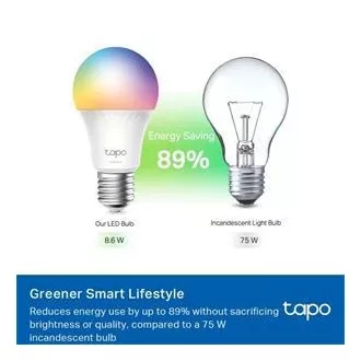 TP-Link Tapo L535E, Chytrá Wi-Fi LED žárovka barevná, 2500-6500K, E27 TP-Link Tapo L535E, Chytrá Wi-Fi LED žárovka barevná, 2500-6500K, E27