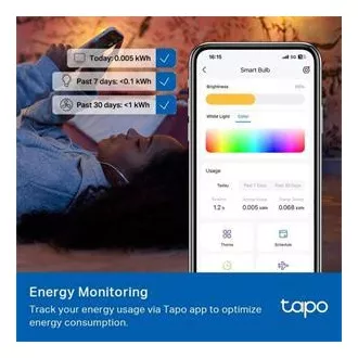TP-Link Tapo L535E, Chytrá Wi-Fi LED žárovka barevná, 2500-6500K, E27 TP-Link Tapo L535E, Chytrá Wi-Fi LED žárovka barevná, 2500-6500K, E27