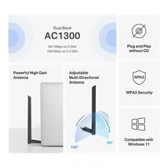 MERCUSYS MA30H - AC1300 Bezdrátový dvoupásmový USB adaptér - anténa, s vysokým ziskem MERCUSYS MA30H - AC1300 Bezdrátový dvoupásmový USB adaptér - anténa, s vysokým ziskem