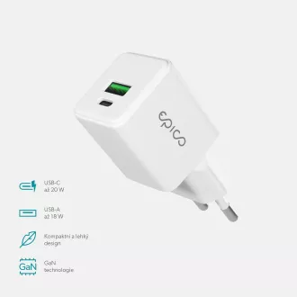 Epico UltraBoost GaN 20W síťový adaptér EA20 - bílá Epico UltraBoost GaN 20W síťový adaptér EA20 - bílá