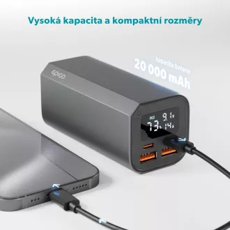 Epico Alu Power Banka PD 100W - 20 000mAh - šedá Epico Alu Power Banka PD 100W - 20 000mAh - šedá