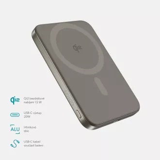 Epico Qi2 5000mAh Alu Mag+ PowerBanka EM51 -titan Epico Qi2 5000mAh Alu Mag+ PowerBanka EM51 -titan