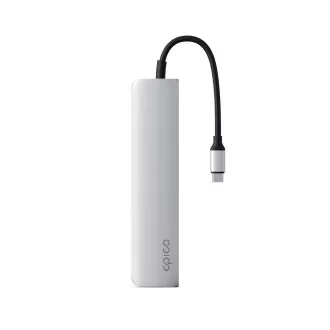 Epico 6v1 hliníkový USB-C 8K hub - stříbrná Epico 6v1 hliníkový USB-C 8K hub - stříbrná