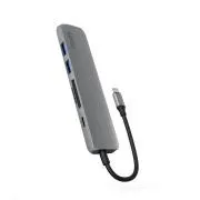 Epico 6v1 hliníkový USB-C 8K hub - šedá