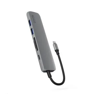 Epico 6v1 hliníkový USB-C 8K hub - šedá Epico 6v1 hliníkový USB-C 8K hub - šedá