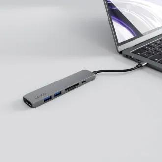 Epico 6v1 hliníkový USB-C 8K hub - šedá Epico 6v1 hliníkový USB-C 8K hub - šedá