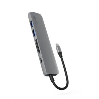 Epico 6v1 hliníkový USB-C 8K hub - šedá Epico 6v1 hliníkový USB-C 8K hub - šedá