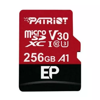 Patriot V30 A1/micro SDXC/256GB/UHS-I U3 / Class 10/+ Adaptér Patriot V30 A1/micro SDXC/256GB/UHS-I U3 / Class 10/+ Adaptér