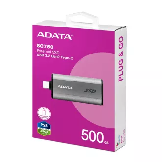 ADATA SC750/500GB/SSD/Externí/Šedá/5R ADATA SC750/500GB/SSD/Externí/Šedá/5R