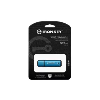 Kingston Ironkey Vault Privacy 50/512GB/USB 3.2/USB-A/Modrá Kingston Ironkey Vault Privacy 50/512GB/USB 3.2/USB-A/Modrá