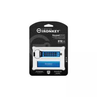 Kingston IronKey Keypad 200C/512GB/USB 3.2/USB-C/Modrá Kingston IronKey Keypad 200C/512GB/USB 3.2/USB-C/Modrá