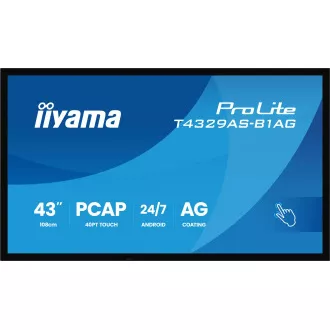 43" iiyama T4329AS-B1AG:VA,4K UHD,Android,24/7 43" iiyama T4329AS-B1AG:VA,4K UHD,Android,24/7
