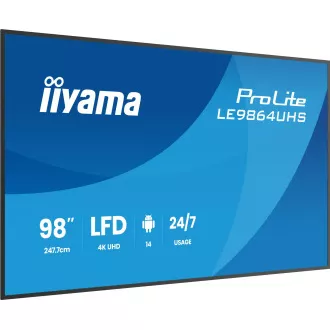 98" iiyama LE9864UHS-B1AG:VA,4K UHD,Android,24/7 98" iiyama LE9864UHS-B1AG:VA,4K UHD,Android,24/7
