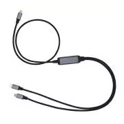 Kabel C-TECH USB Type-C PD 100W power splitter, 0,7m + 2x0,5m, černý