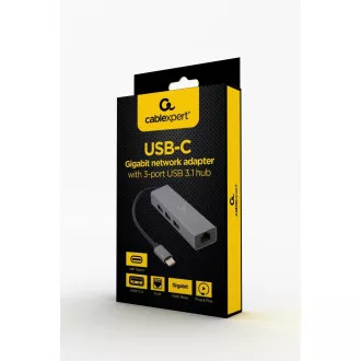 Gembird USB-C GBit adapter + 3x USB 3.1 Gembird USB-C GBit adapter + 3x USB 3.1