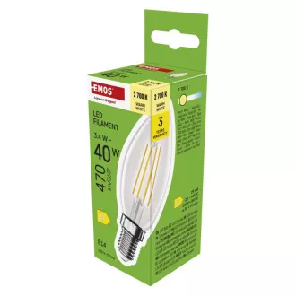 EMOS LED FLM CANDLE 3,4W(40W) 470lm E14 WW EMOS LED FLM CANDLE 3,4W(40W) 470lm E14 WW