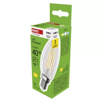 EMOS LED FLM CANDLE 3,4W(40W) 470lm E14 NW EMOS LED FLM CANDLE 3,4W(40W) 470lm E14 NW