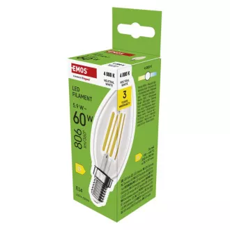 EMOS LED FLM CANDLE 5,9W(60W) 806lm E14 NW EMOS LED FLM CANDLE 5,9W(60W) 806lm E14 NW