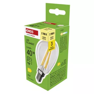 EMOS LED FLM MINI GL 3,4W(40W) 470lm E14 WW EMOS LED FLM MINI GL 3,4W(40W) 470lm E14 WW