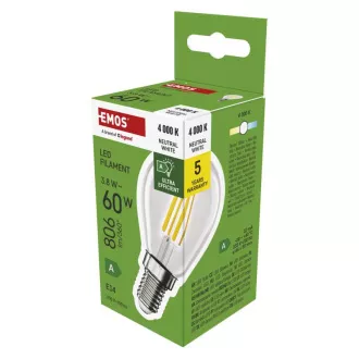 EMOS LED FLM MINI GL 3,8W(60W) 806lm E14 NW A CLAS EMOS LED FLM MINI GL 3,8W(60W) 806lm E14 NW A CLAS
