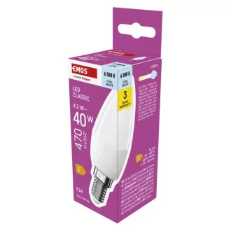 EMOS LED CLS CANDLE 4,2W(40W) 470lm E14 CW EMOS LED CLS CANDLE 4,2W(40W) 470lm E14 CW