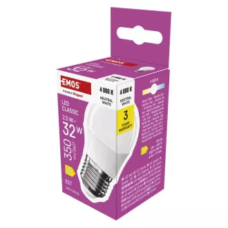 EMOS LED CLS MINI GLOBE 2,5W(32W) 350lm E27 NW EMOS LED CLS MINI GLOBE 2,5W(32W) 350lm E27 NW