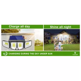 Venkovní solární LED světlo s pohybovým senzorem VIKING S180/1200lm/2200mAh/3 režimy/IP65 Venkovní solární LED světlo s pohybovým senzorem VIKING S180/1200lm/2200mAh/3 režimy/IP65