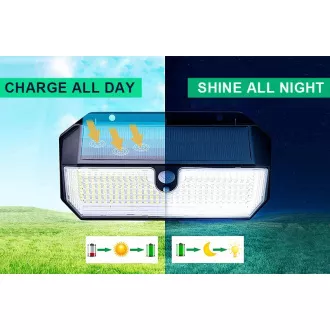 Venkovní solární LED světlo s pohybovým senzorem VIKING S282/2600lm/2200mAh/3 režimy/IP65 Venkovní solární LED světlo s pohybovým senzorem VIKING S282/2600lm/2200mAh/3 režimy/IP65