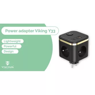 Síťový adaptér VIKING Y33, černá/Output: 3xAC, 1xUSB-A, 2xUSB-C/Tlačítko ON/OFF Síťový adaptér VIKING Y33, černá/Output: 3xAC, 1xUSB-A, 2xUSB-C/Tlačítko ON/OFF