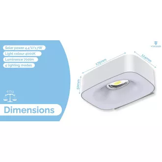 Venkovní solární LED světlo Viking SR38/700 lm/4 režimy/IP65/denní bílá Venkovní solární LED světlo Viking SR38/700 lm/4 režimy/IP65/denní bílá
