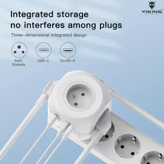Síťový adaptér Viking AC43/Output: 4xAC, 2xUSB-A, 1xUSB-C/výkon až 3500W/ ON/OFF tlačítko Síťový adaptér Viking AC43/Output: 4xAC, 2xUSB-A, 1xUSB-C/výkon až 3500W/ ON/OFF tlačítko