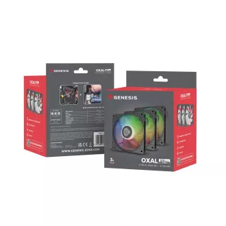 Ventilátor Genesis OXAL 120 ARGB, 3-Pack, černý