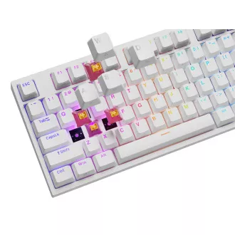 Herní mechanická klávesnice Genesis THOR 404/RGB/Outemu Peach Silent/Drátové USB-A/US layout/Bílá Herní mechanická klávesnice Genesis THOR 404/RGB/Outemu Peach Silent/Drátové USB-A/US layout/Bílá