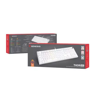 Herní mechanická klávesnice Genesis THOR 404/RGB/Outemu Peach Silent/Drátové USB-A/US layout/Bílá Herní mechanická klávesnice Genesis THOR 404/RGB/Outemu Peach Silent/Drátové USB-A/US layout/Bílá